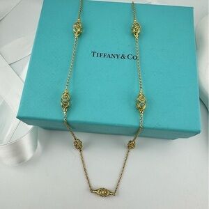 RARE Tiffany & Co. Paloma Picasso Goldoni Scroll Station Necklace 18k Gold
